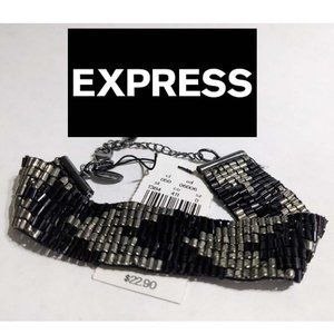 Express bracelet, black and silver metallic
